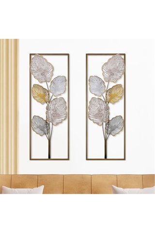 2 paneles murales decorativos de metal - 32 x 4 x 90 cm