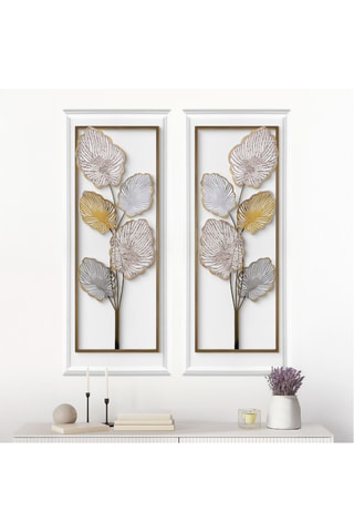 2 paneles murales decorativos de metal - 32 x 4 x 90 cm