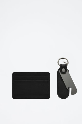 Porte-cartes et porte-clés en cuir - Noir