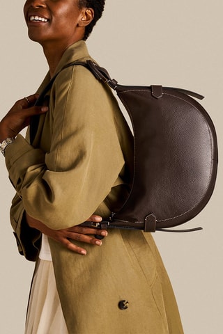 Sac porté épaule en cuir - Marron foncé