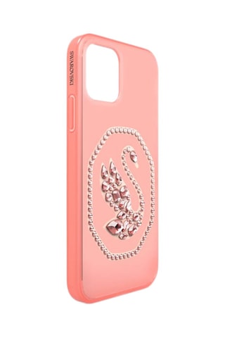 Coque iPhone 12/12 Pro ornée de cristaux Swarovski Cygne - Rose pâle