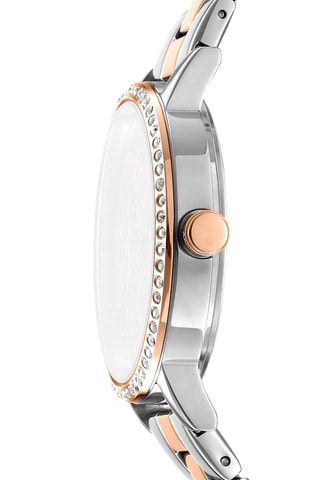 Montre à quartz en acier - Argenté et doré rose