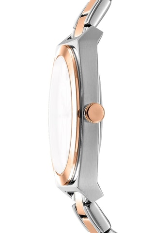 Montre à quartz en acier - Argenté et doré rose