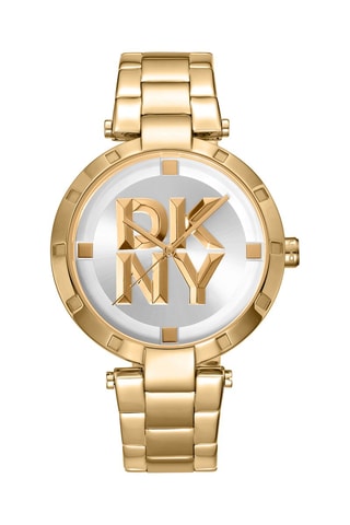 Montre à quartz en acier Logo - Doré et blanc