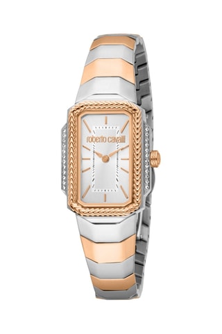 Montre à quartz en acier - Argenté et doré rose