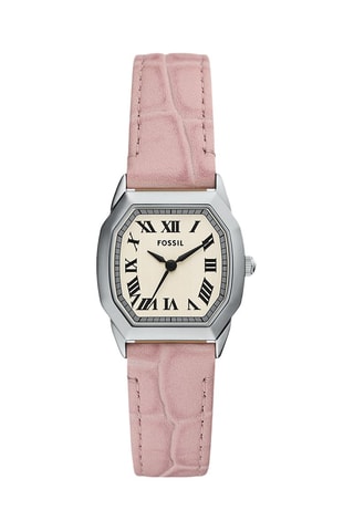 Montre à quartz en cuir - Rose et argenté