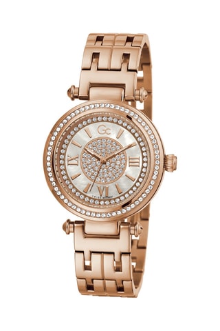 Relógio de quartzo em aço e cristais Swarovski - Dourado-rosa e branco