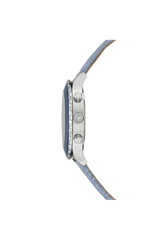 Montre à quartz en cuir de veau Octea Lux Chrono - Chronographe - Bleu clair et argenté