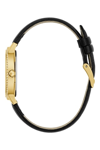 Montre à quartz en cuir - Noir et doré