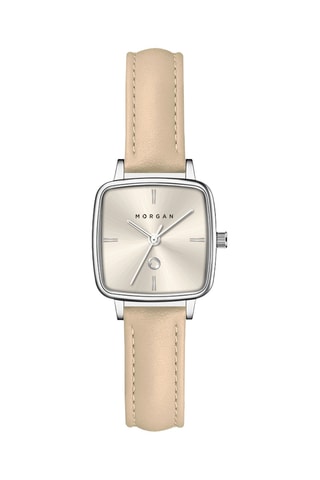 Montre à quartz en polyuréthane - Beige et argenté