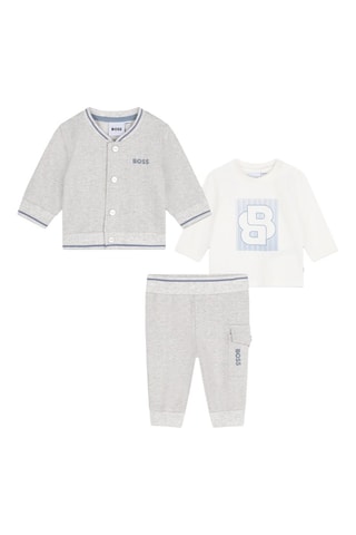 3-delige Biologisch Katoenen Set - Lichtgrijs - Boss