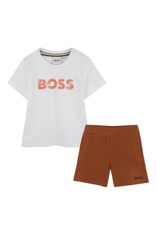 T-shirt en Bermuda - Wit en Camel - Boss