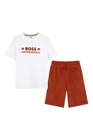 T-shirt en Short - Wit en Steenrood - Boss