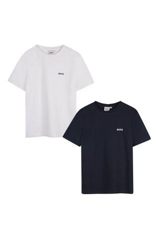 2 T-shirts - Marineblauw en Wit - Boss