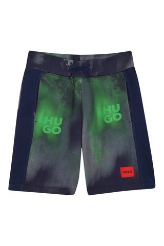 Short Tie and Dye Effect - Marineblauw en Lichtgroen - Hugo