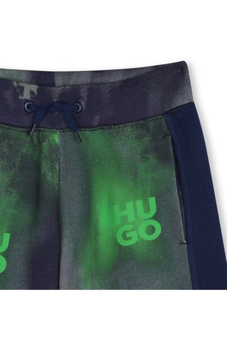 Short Tie and Dye Effect - Marineblauw en Lichtgroen - Hugo