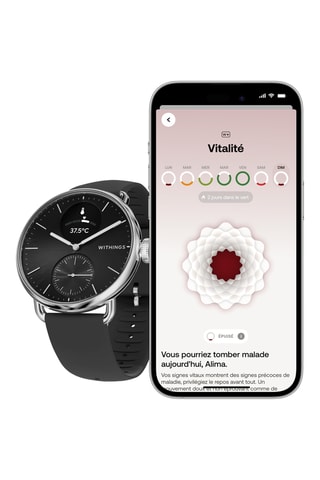 Montre connectée en fluoroélastomère - Noir et argenté