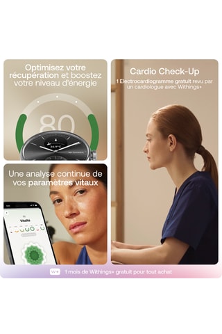 Montre connectée en fluoroélastomère - Noir et argenté