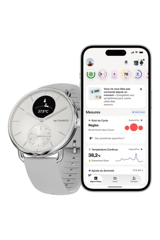 Montre connectée en fluoroélastomère - Gris et argenté