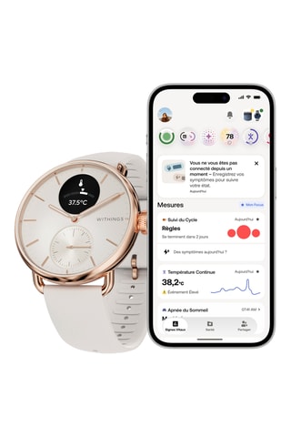 Montre connectée en fluoroélastomère - Blanc et doré