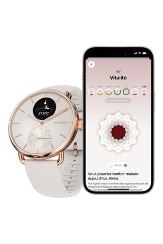 Montre connectée en fluoroélastomère - Blanc et doré