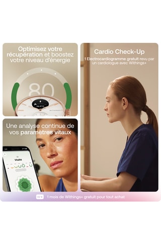 Montre connectée en fluoroélastomère - Blanc et doré