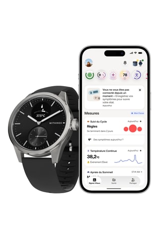 Montre connectée en fluoroélastomère - Noir et argenté
