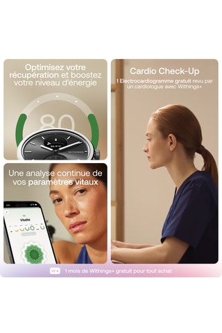 Montre connectée en fluoroélastomère - Noir et argenté