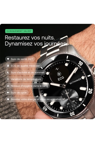 Montre connectée en acier - Argenté et noir