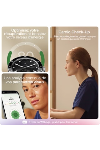 Montre connectée en acier - Argenté et noir