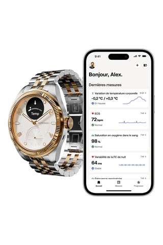 Montre connectée en acier - Argenté et doré