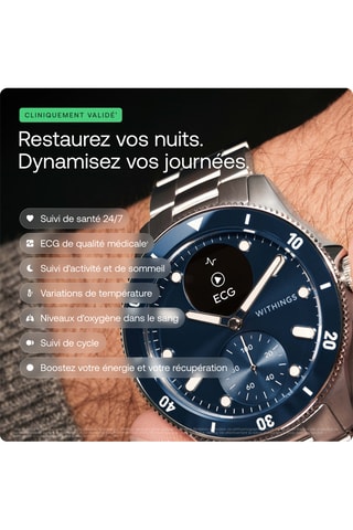 Montre connectée en acier - Argenté et bleu