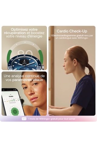 Montre connectée en acier - Argenté et bleu