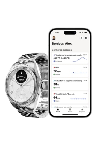 Montre connectée en acier - Argenté