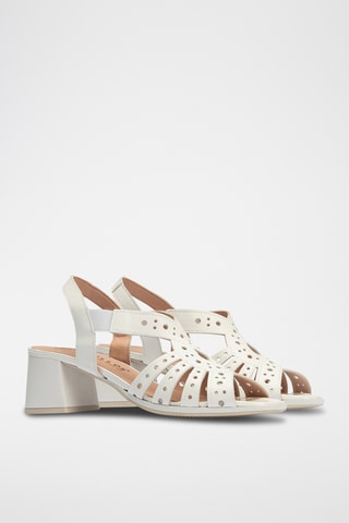 Sandales à talons en cuir - Blanc