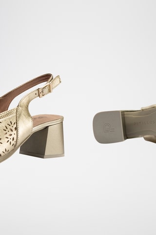 Sandales à talons en cuir - Doré