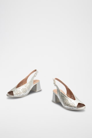 Sandales à talons en cuir - Argenté