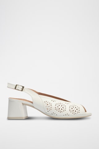 Sandales à talons en cuir - Blanc