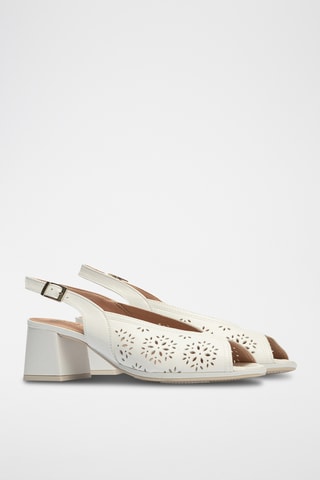 Sandales à talons en cuir - Blanc