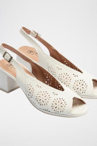 Sandales à talons en cuir - Blanc