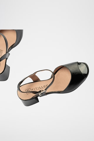 Sandales à talons en cuir verni - Noir