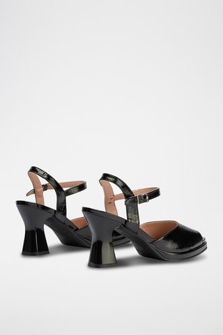 Sandales à talons en cuir verni - Noir
