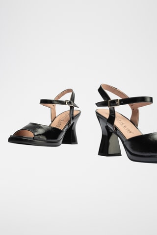 Sandales à talons en cuir verni - Noir