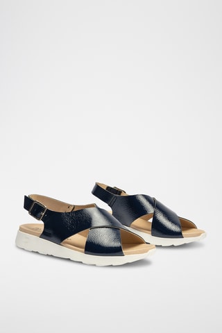 Sandales en cuir verni - Bleu marine