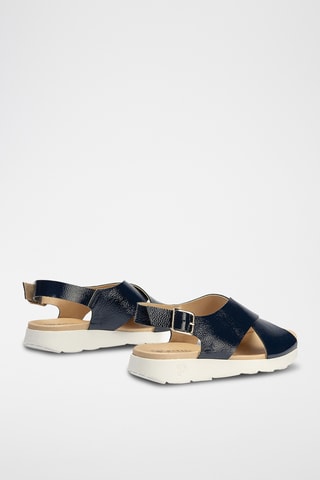 Sandales en cuir verni - Bleu marine