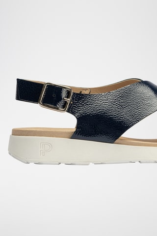 Sandales en cuir verni - Bleu marine