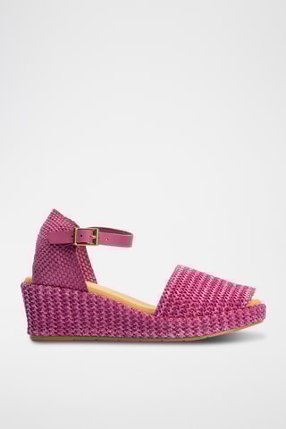 Sandali con zeppa - Fucsia