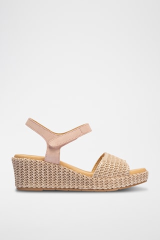 Sandales compensées en nubuck - Nude