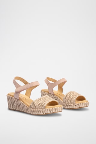 Sandales compensées en nubuck - Nude