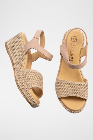 Sandales compensées en nubuck - Nude